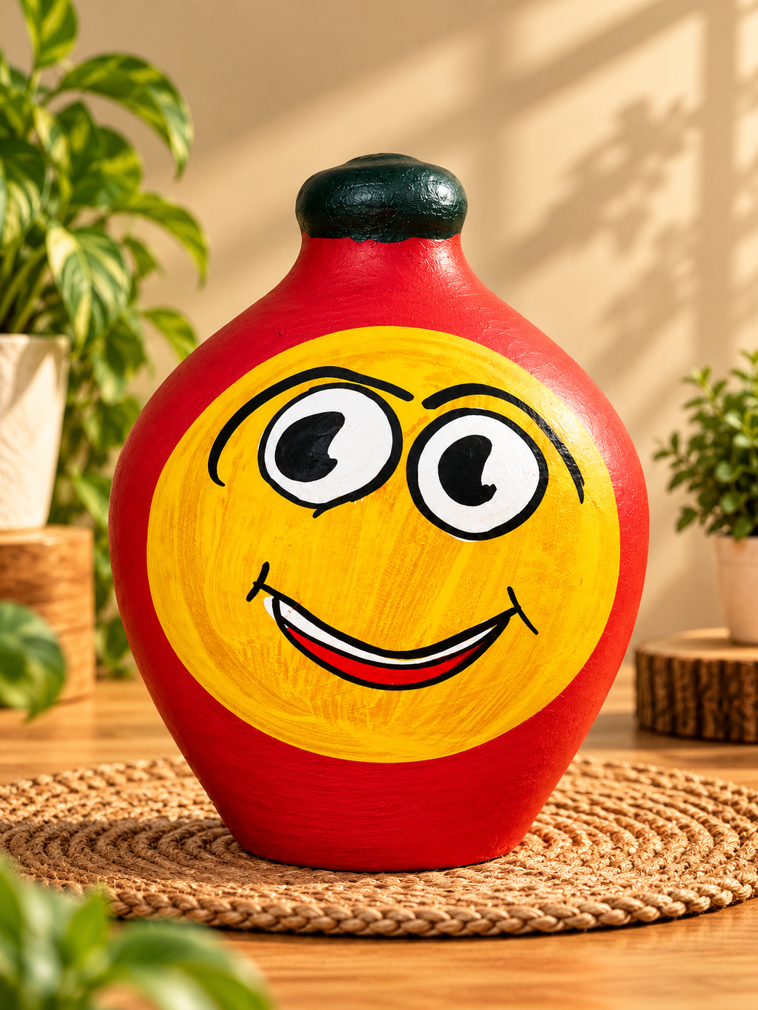 Handmade Smiley Mitti Gullak-Small
