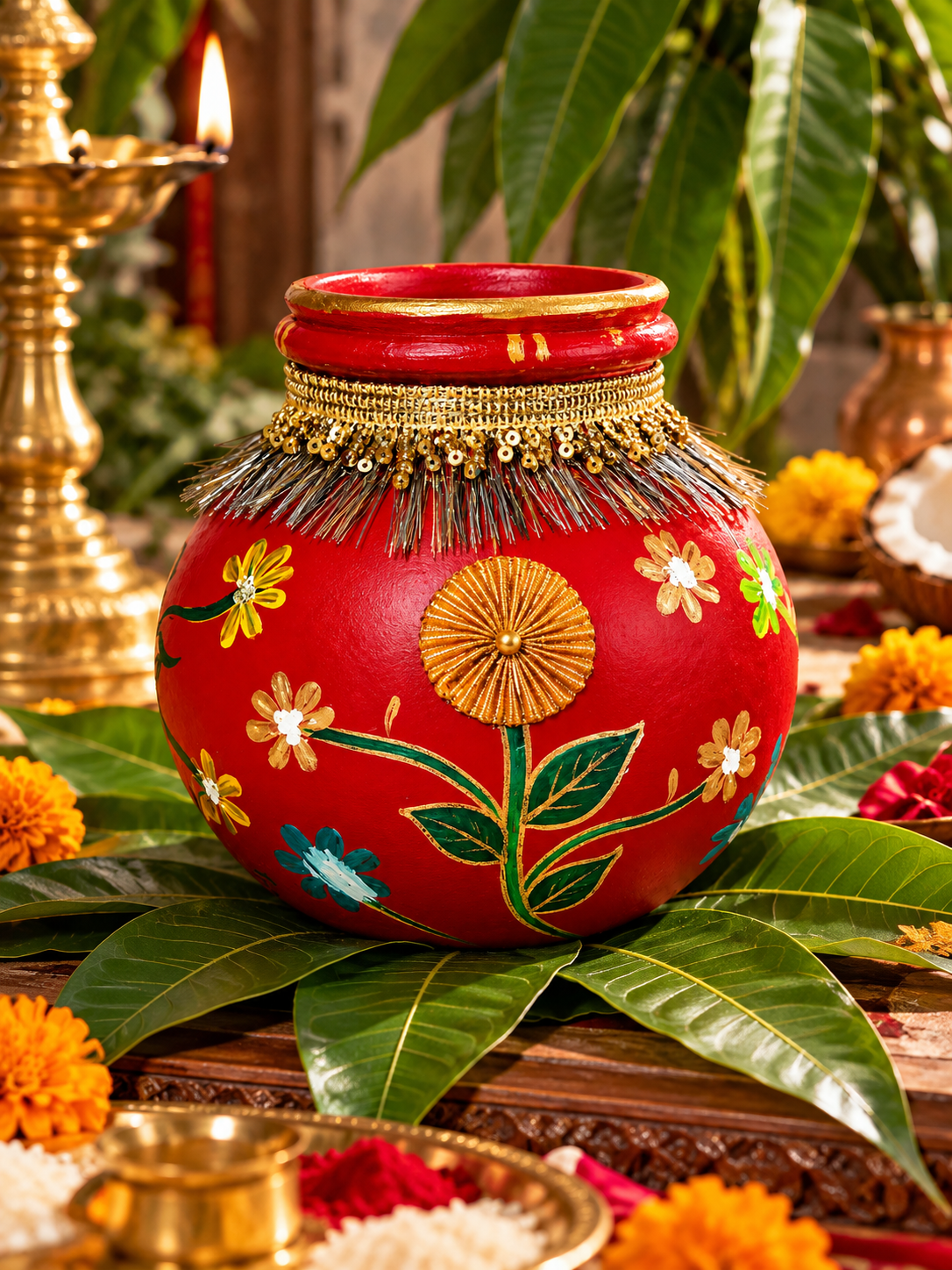 Hand-Painted Deorative Mitti Kalash