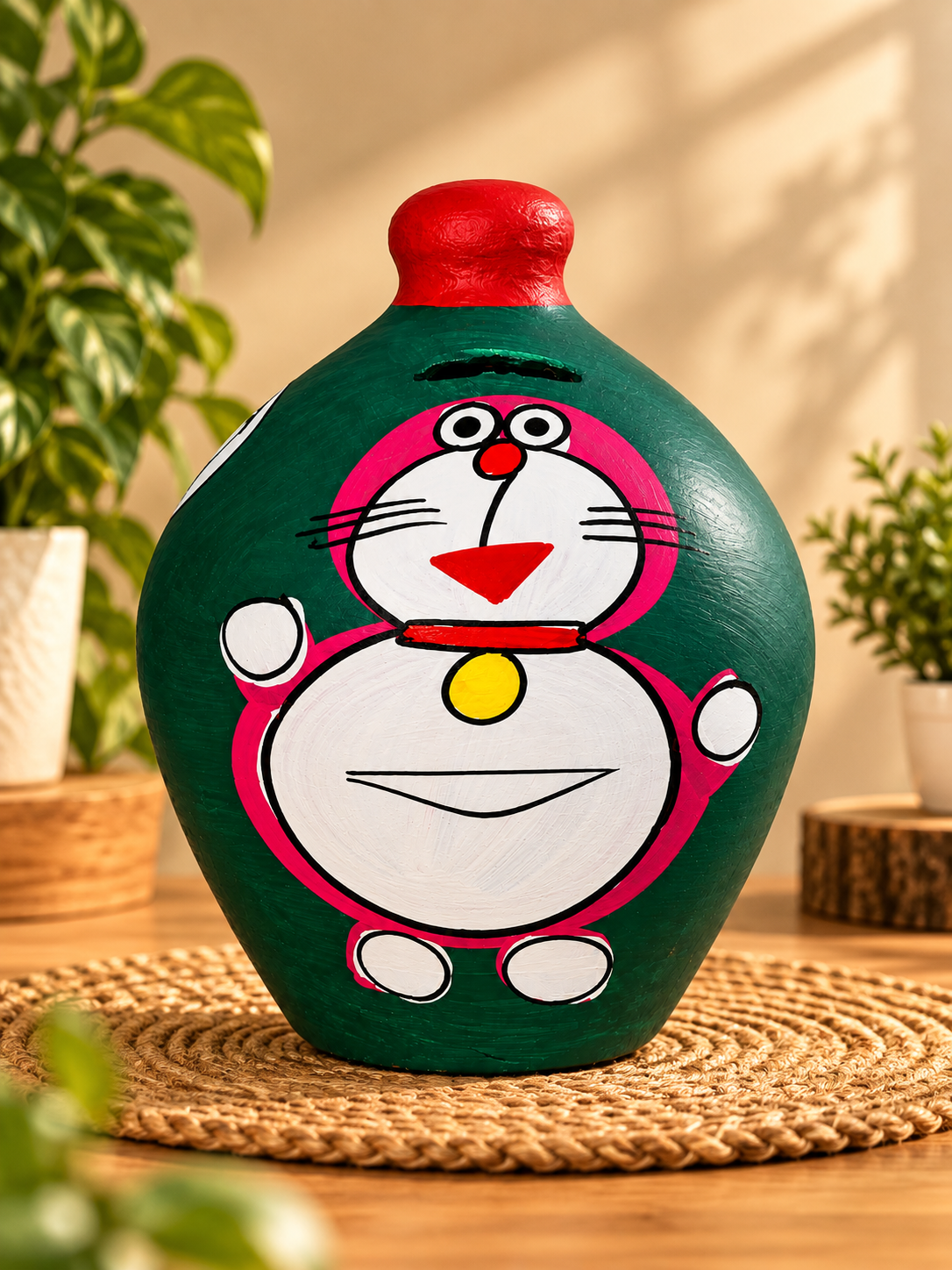 Handmade Doraemon Mitti Gullak-Small